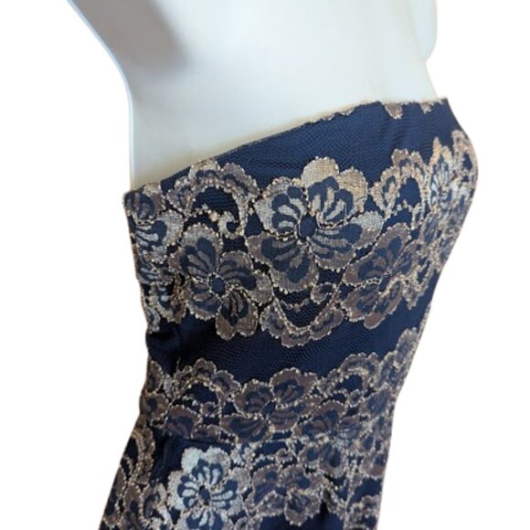 Blue and White Lacy Strapless Dress Size Medium - Picture 4 of 9